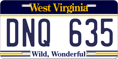WV license plate DNQ635