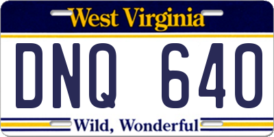 WV license plate DNQ640