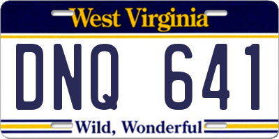 WV license plate DNQ641