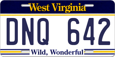 WV license plate DNQ642