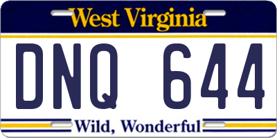 WV license plate DNQ644