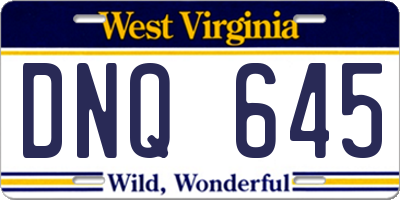 WV license plate DNQ645