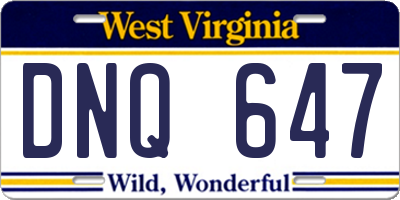 WV license plate DNQ647