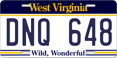 WV license plate DNQ648