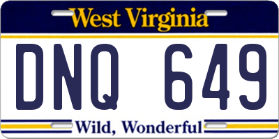 WV license plate DNQ649