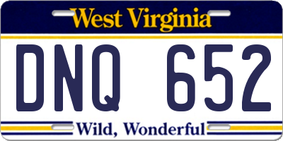 WV license plate DNQ652