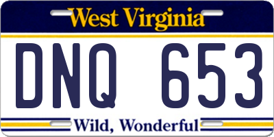 WV license plate DNQ653