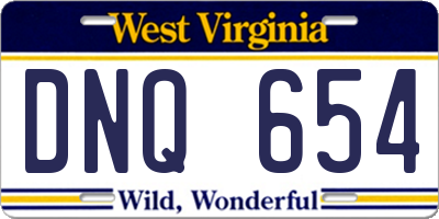 WV license plate DNQ654
