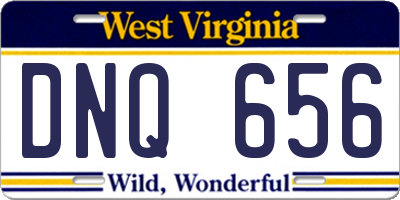 WV license plate DNQ656