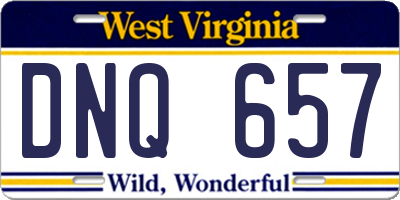 WV license plate DNQ657
