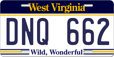 WV license plate DNQ662