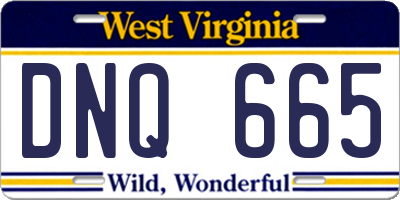 WV license plate DNQ665