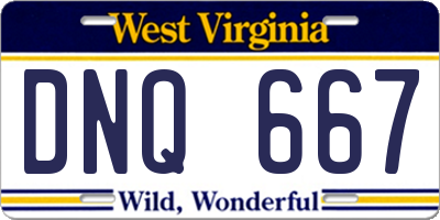 WV license plate DNQ667