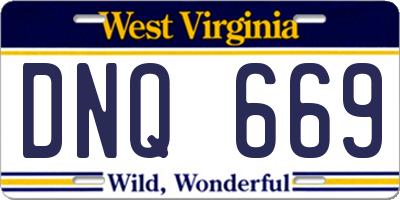 WV license plate DNQ669