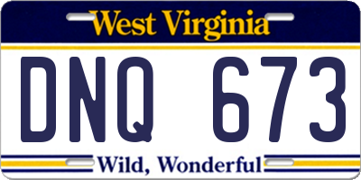 WV license plate DNQ673