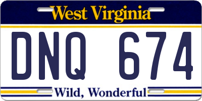 WV license plate DNQ674