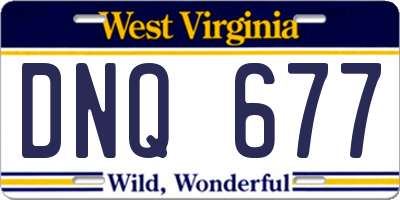 WV license plate DNQ677