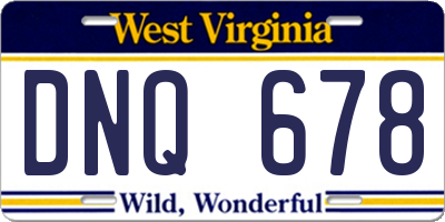 WV license plate DNQ678