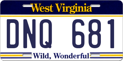 WV license plate DNQ681
