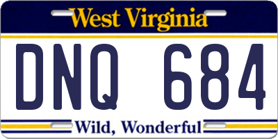 WV license plate DNQ684