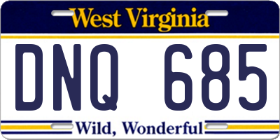 WV license plate DNQ685