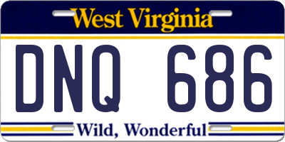 WV license plate DNQ686