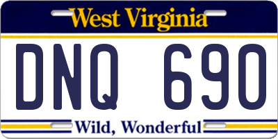 WV license plate DNQ690