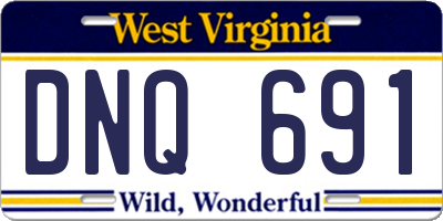 WV license plate DNQ691