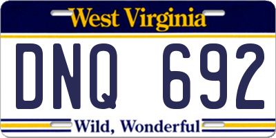 WV license plate DNQ692