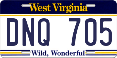 WV license plate DNQ705