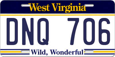 WV license plate DNQ706