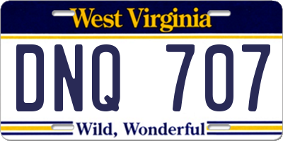 WV license plate DNQ707