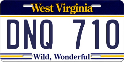 WV license plate DNQ710