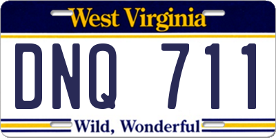 WV license plate DNQ711