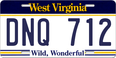 WV license plate DNQ712