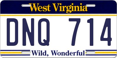 WV license plate DNQ714