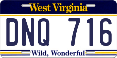 WV license plate DNQ716