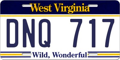 WV license plate DNQ717