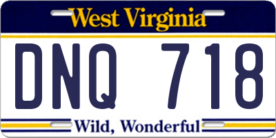 WV license plate DNQ718