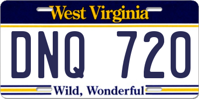 WV license plate DNQ720