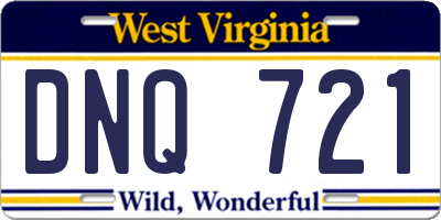WV license plate DNQ721