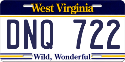 WV license plate DNQ722
