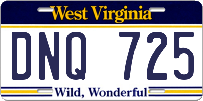 WV license plate DNQ725