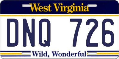 WV license plate DNQ726