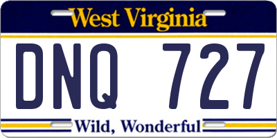 WV license plate DNQ727