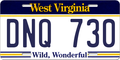 WV license plate DNQ730