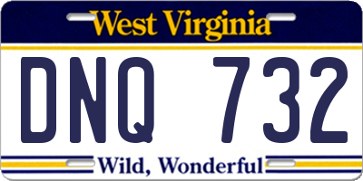 WV license plate DNQ732