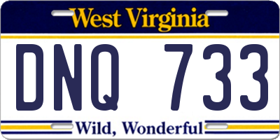 WV license plate DNQ733