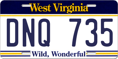 WV license plate DNQ735