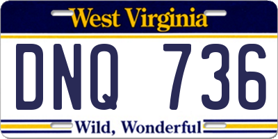 WV license plate DNQ736